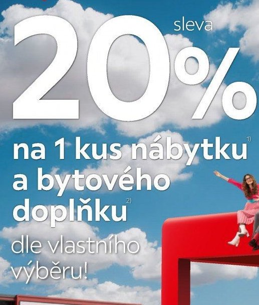 20% sleva na 1 kus nábytku a bytového doplňku