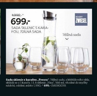 Sada sklenic s karafou „Fresca“, 7dílná sada