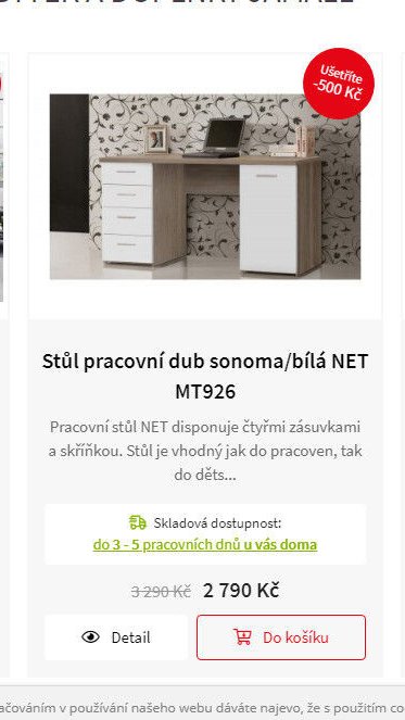Stůl pracovní dub sonoma/bílá NET MT926