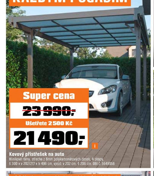 Kovový přístřešek na auto