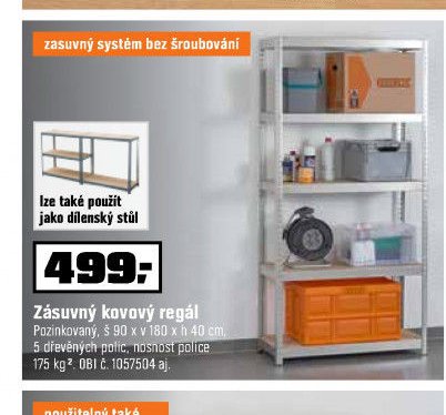 Zásuvný kovový regál