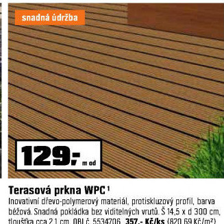 WPC deska, béžová3 m
