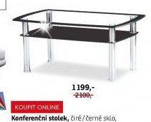 Konferenční stolek, čiré/černé sklo