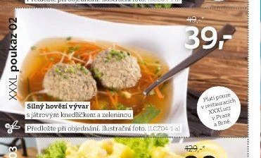 Silný hovězí vývar s játrovým knedlíčkem a zeleninou