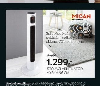 Stojací ventilátor, výška 96 cm