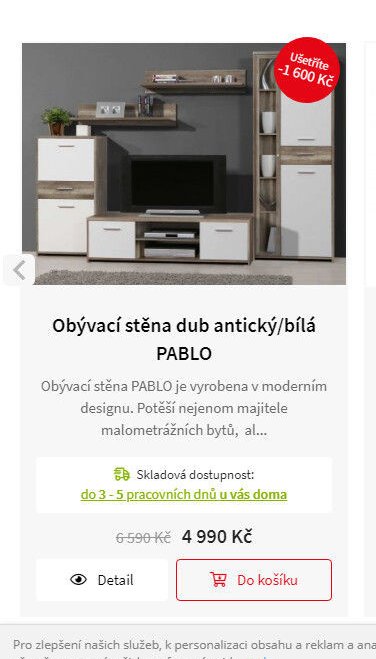 Obývací stěna dub antický/bílá PABLO