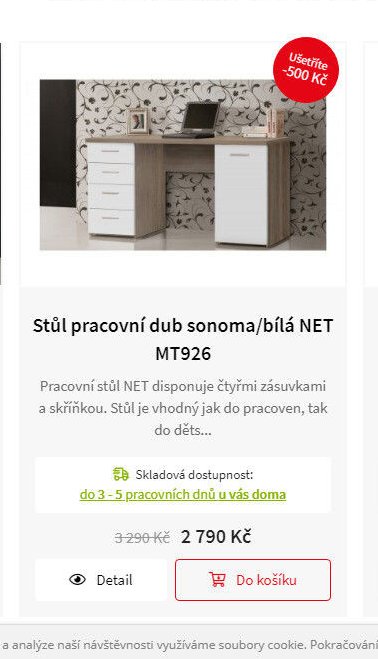 Stůl pracovní dub sonoma/bílá NET MT926