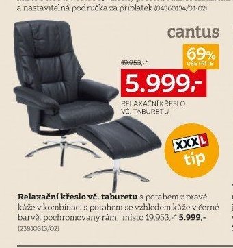 Relaxační křeslo Cantus vč. taburetu