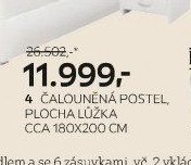 Čalouněná postel, plocha lůžka cca 180x200 cm