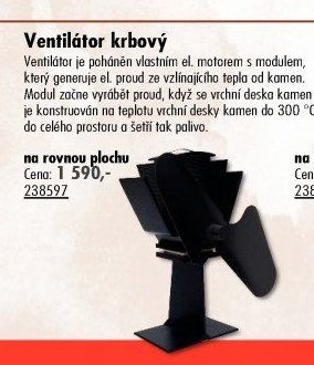 Ventilátor krbový na rovnou plochu