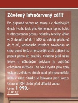 Závěsný infračervený zářič