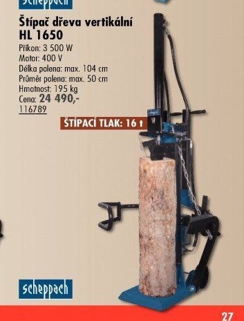 Štípač dřeva vertikální HL 1650