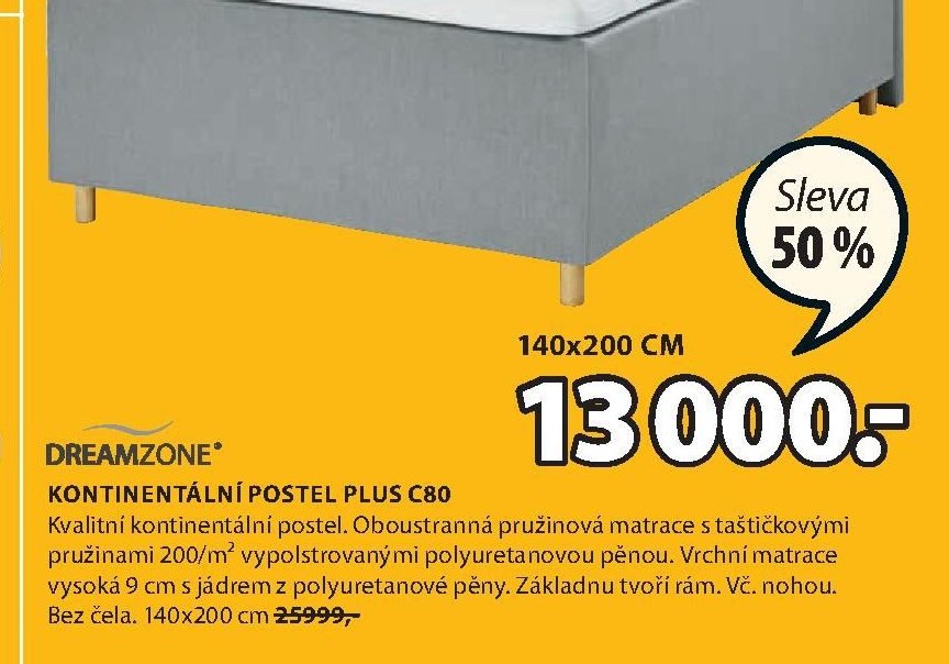 KONTINENTÁLNÍ POSTEL PLUS C80