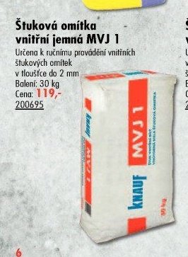 Štuková omítka vnitřní jemná MVJ 1