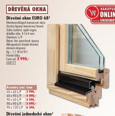 Dřevěné okno EURO 68