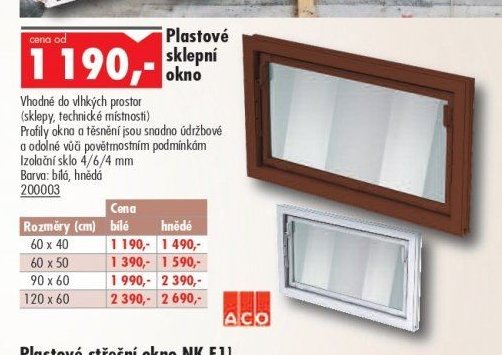 Plastové sklepní okno