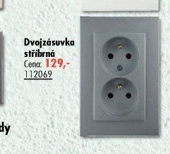 Dvojzásuvka stříbrná