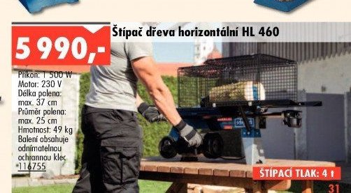 Štípač dřeva horizontální HL 460