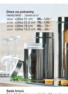Dóza na potraviny nerez/sklo