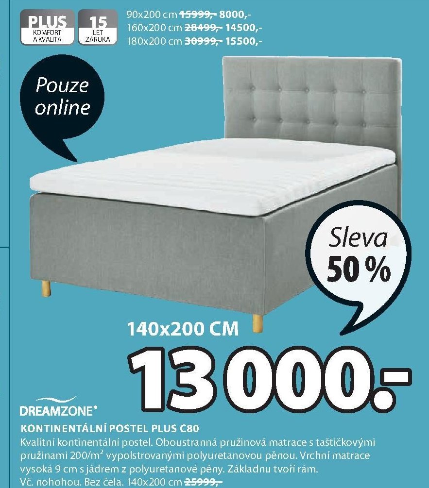 DREAMZONE Kontinentální postel PLUS C80