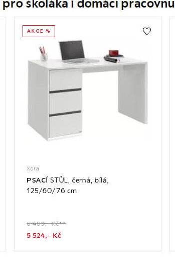 PSACÍ STŮL, černá, bílá, 125/60/76 cm