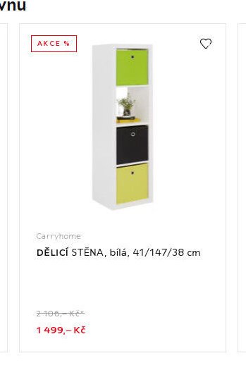 DĚLICÍ STĚNA, bílá, 41/147/38 cm