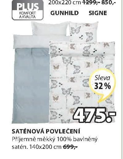 Saténové povlečení GUNHILD/SIGNE
