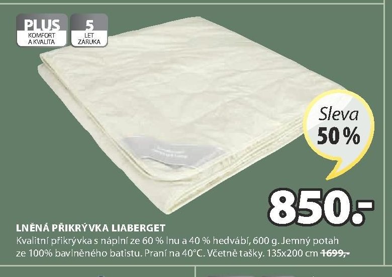 LNĚNÁ PŘIKRÝVKA LIABERGET
