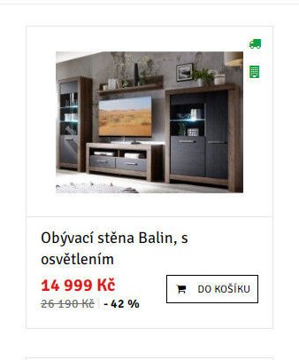 Obývací stěna Balin, s osvětlením
