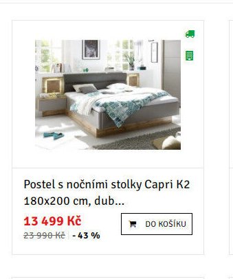 Postel s nočními stolky Capri K2 180x200 cm, dub