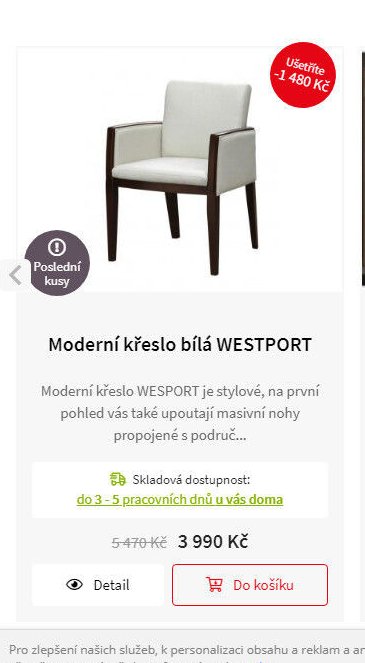 Moderní křeslo bílá WESTPORT