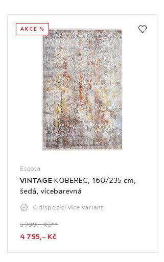 VINTAGE KOBEREC, 160/235 cm, šedá, vícebarevná