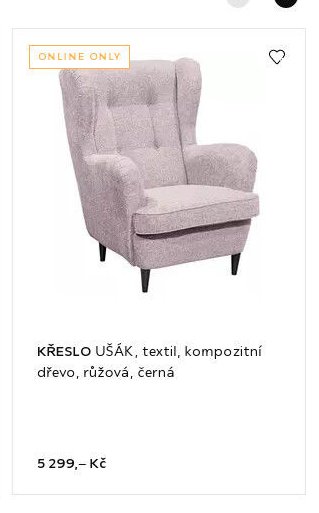 KŘESLO UŠÁK, textil, kompozitní dřevo, růžová, černá