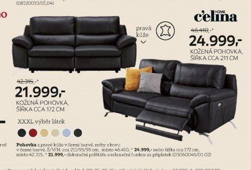 Pohovka z pravé kůže v černé barvě
