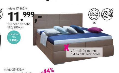 Čalouněná postel 160/200 nebo 180/200 cm