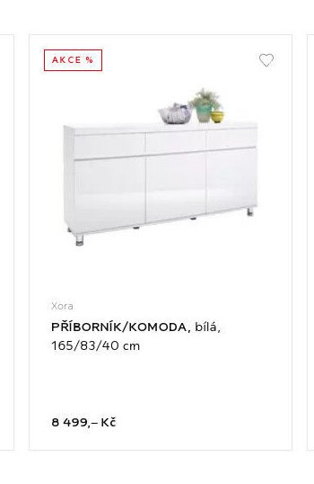 PŘÍBORNÍK/KOMODA, bílá, 165/83/40 cm