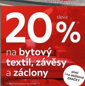 20% sleva na bytový textil, závěsy a záclony