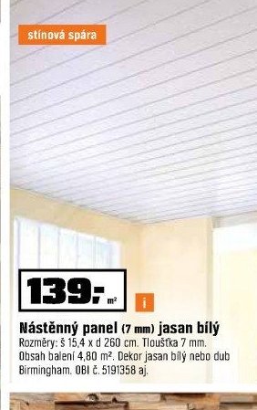 Nástěnný panel (7 mm) jasan bílý