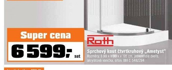 Sprchový kout čtvrtkruhový „Ametyst“