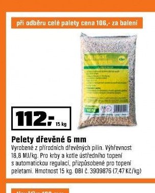 Pelety dřevěné 6 mm