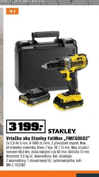 Vrtačka aku Stanley FatMax FMC600D2