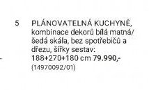 PLÁNOVATELNÁ KUCHYNĚ, kombinace dekorů bílá matná/šedá skála