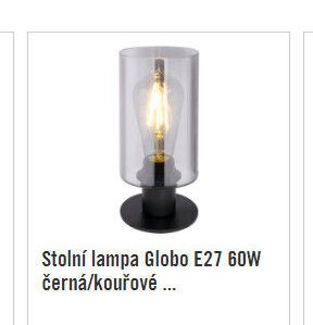 Stolní lampa Globo E27 60W černá/kouřové