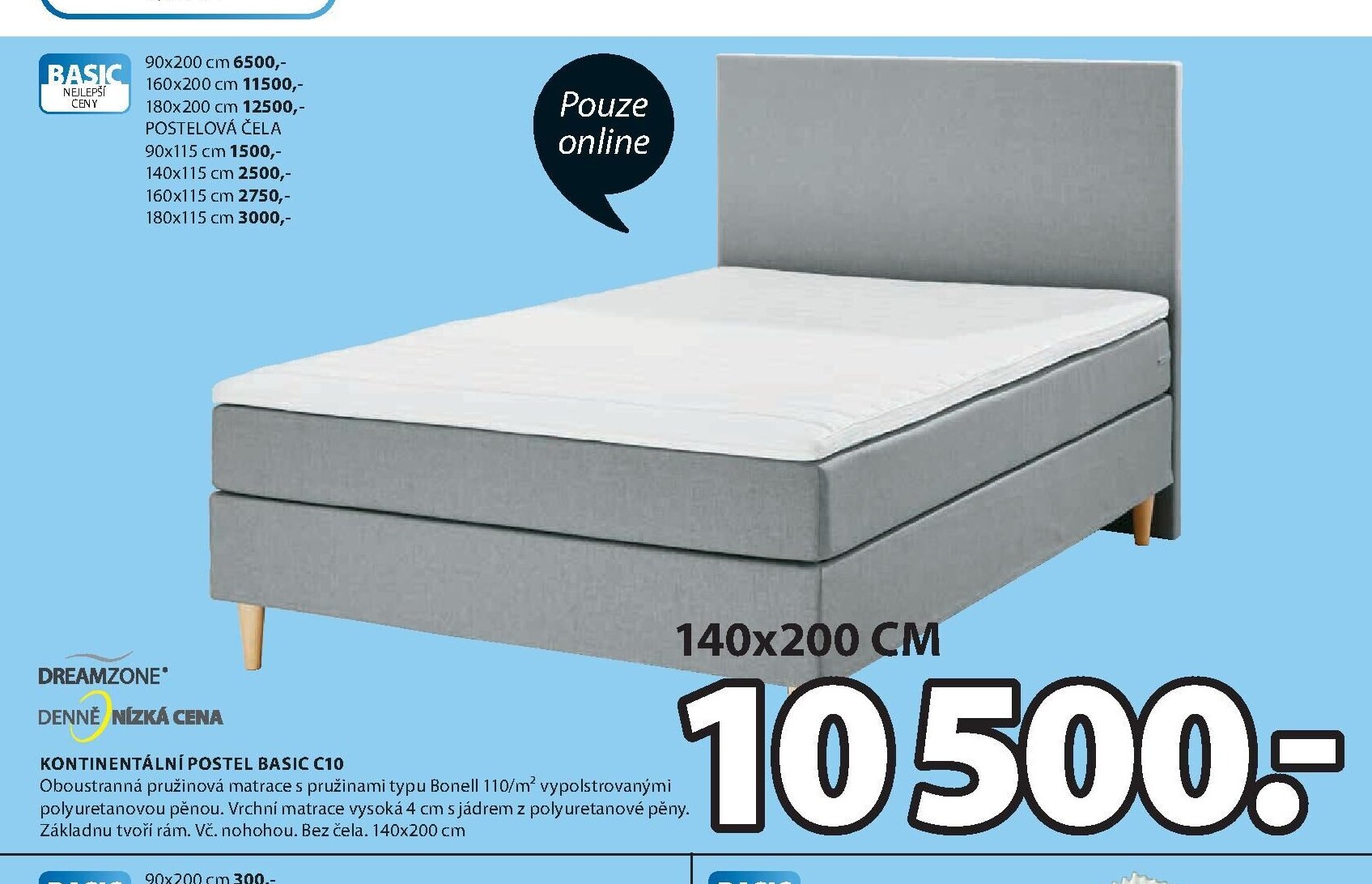 Kontinentální postel BASIC C10