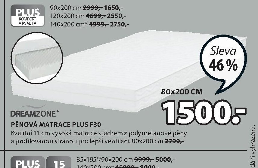 PĚNOVÁ MATRACE PLUS F30