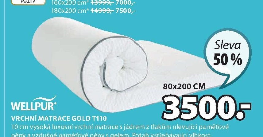 VRCHNÍ MATRACE GOLD T110 80x200 CM