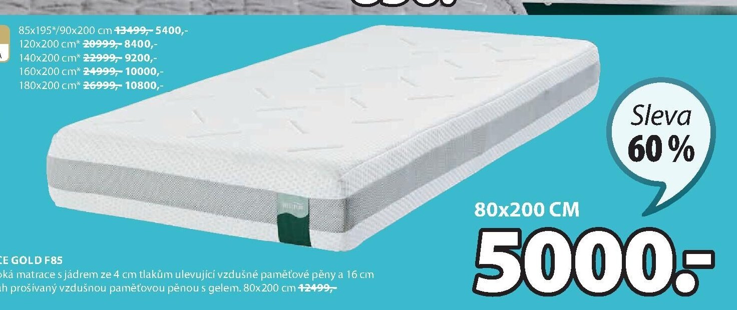 PĚNOVÁ MATRACE GOLD F85