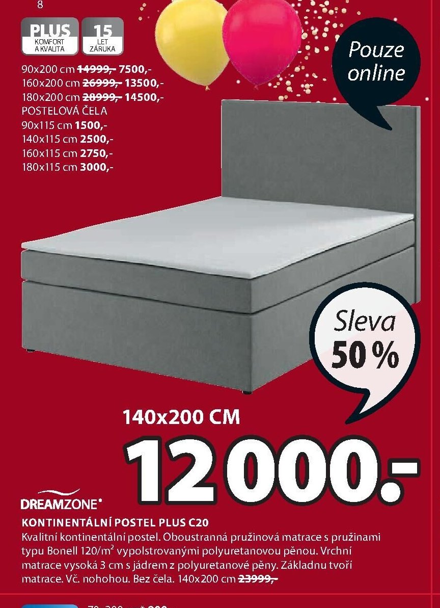 Kontinentální postel PLUS C20