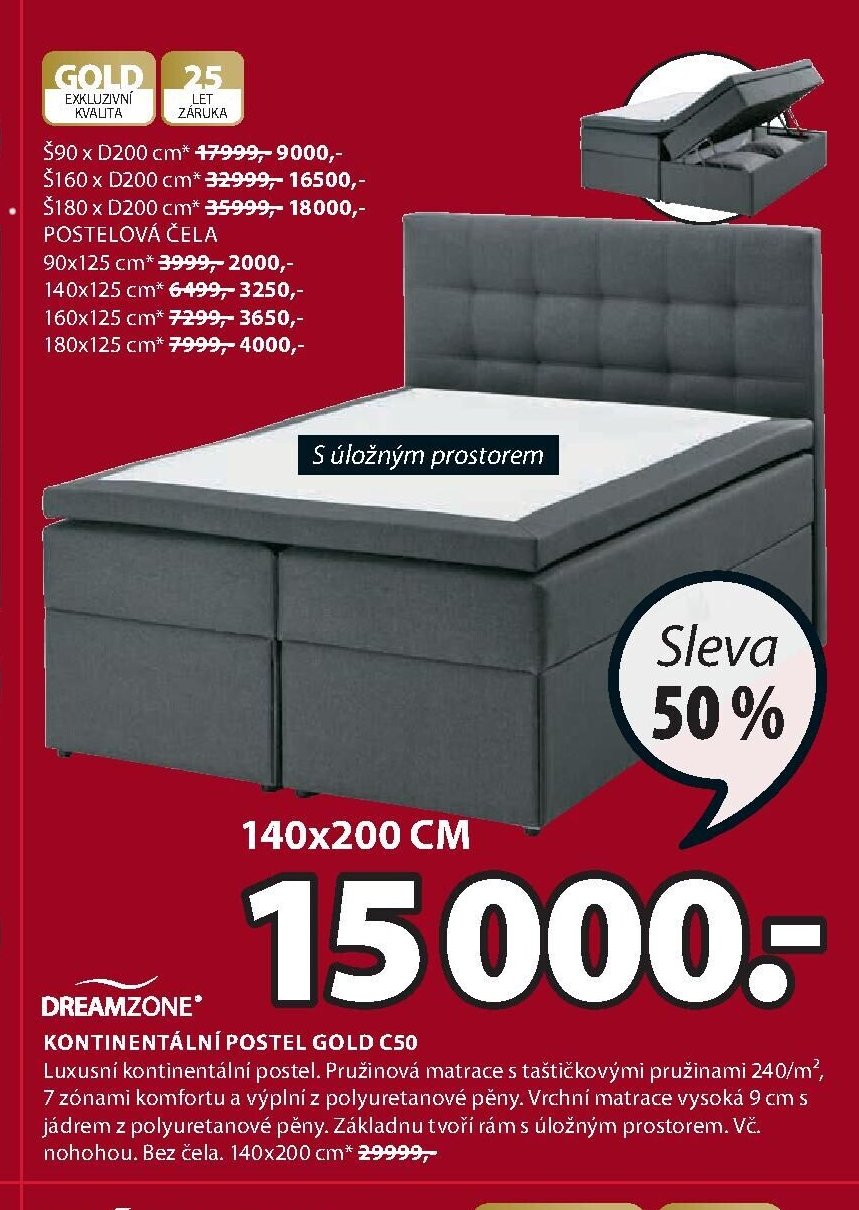Kontinentální postel GOLD C50