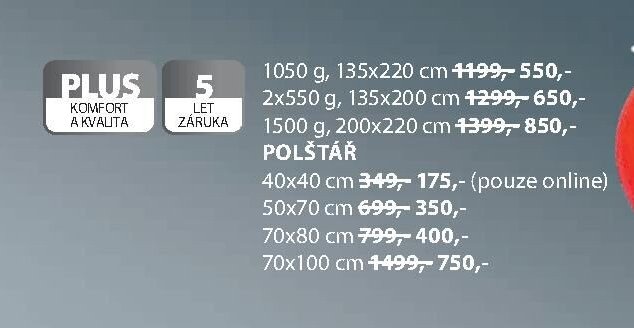PLUS KOMFORT A KVALITA (polštář/přikrývka set 1)